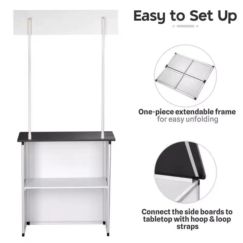 Comptoir promotionnel pliable avec table, stand de démonstration portable avec bannière (lot de 2)