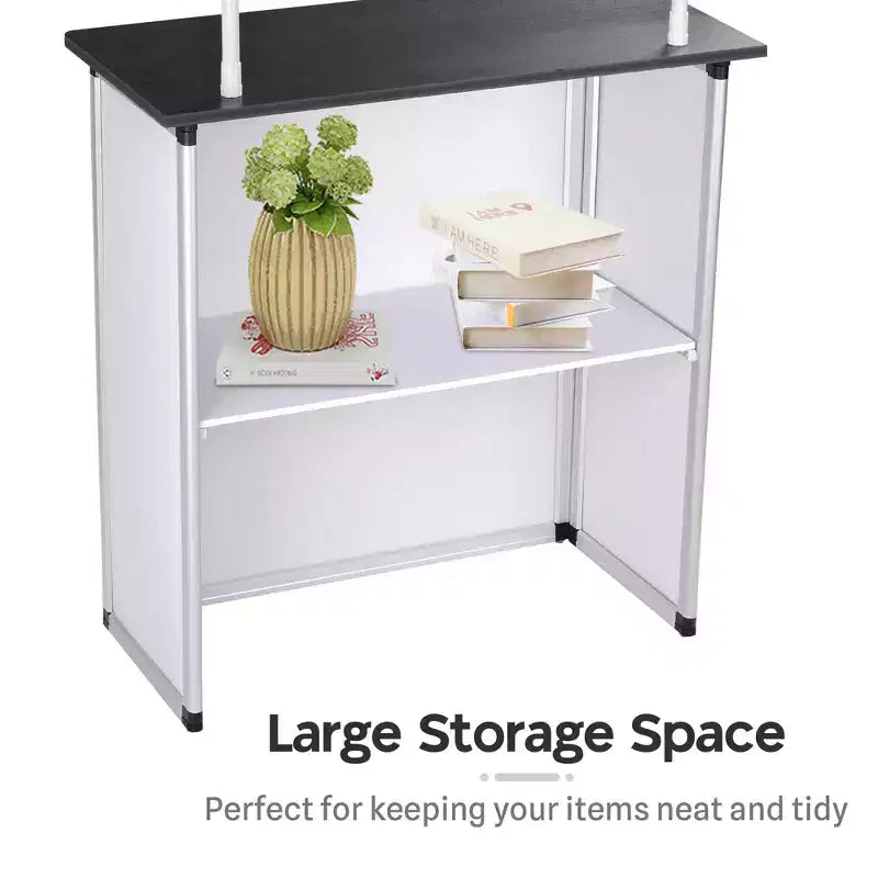 Comptoir promotionnel pliable avec table, stand de démonstration portable avec bannière (lot de 2)