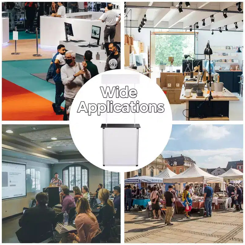 Comptoir promotionnel pliable avec table, stand de démonstration portable avec bannière (lot de 2)