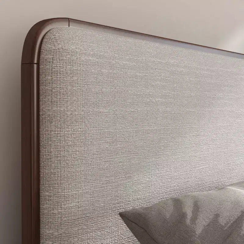 Ensemble de chambre à coucher de 2 pièces, lit plateforme avec table de chevet, noyer naturel, Queen