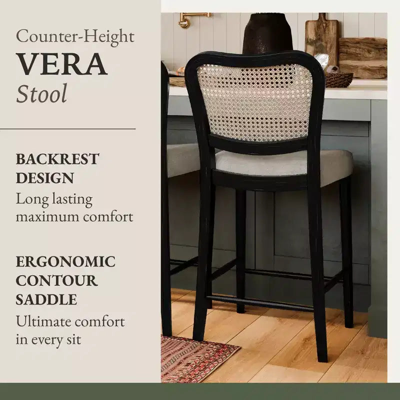 Taburete de cocina con tapizado de tela, altura del asiento de 26