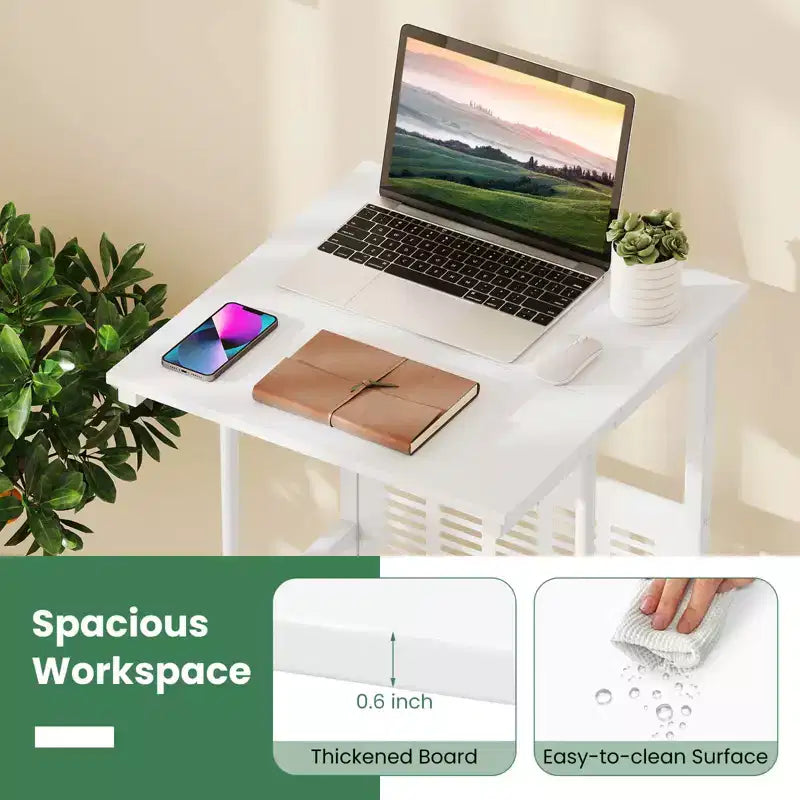 Bureau assis-debout réglable avec repose-pieds, panneau en maille et roulettes verrouillables, pour bureau à domicile