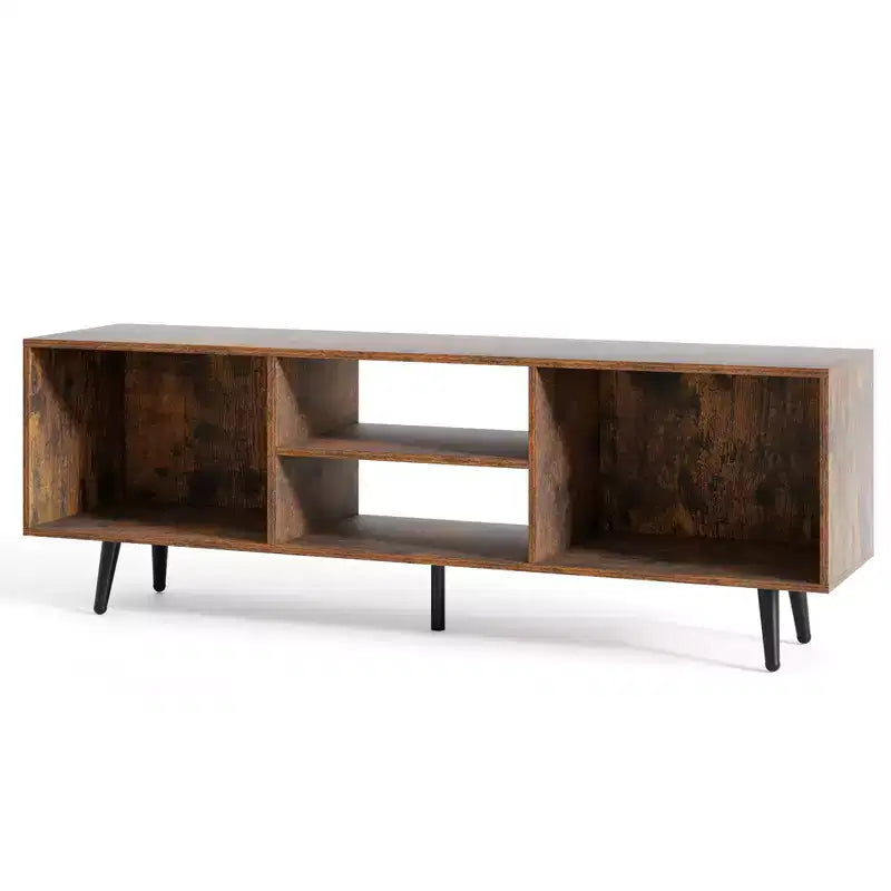 Gabinete consola de 47.5 pulgadas para televisores de 55 pulgadas, con estantes de almacenamiento y patas de metal reforzadas, blanco/marrón