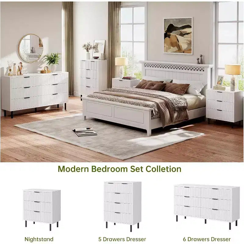 Moderne Kommode mit Metallbeinen, Kommode mit 3 Schubladen, Nachttisch aus Holz mit Stauraum und Kippsicherung, fürs Schlafzimmer und Wohnzimmer, Weiß