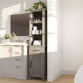 Armoire de rangement haute et étroite pour salle de bains, armoire mince autoportante pour petits espaces, armoires de rangement modernes pour salle de bains avec étagères et tiroir