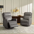 Sillón reclinable eléctrico de cuero auténtico, estilo transicional, con puertos USB, juego de 2 - GRIS