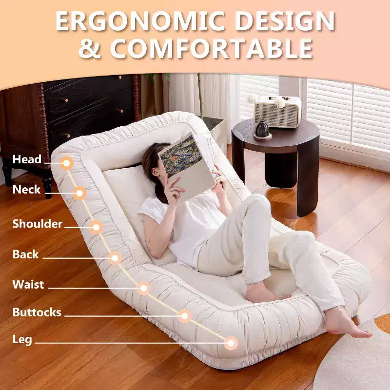 Fauteuil de sol inclinable de 67 en lin, siège ergonomique avec rembourrage en coton, canapé de détente pour enfants et adultes