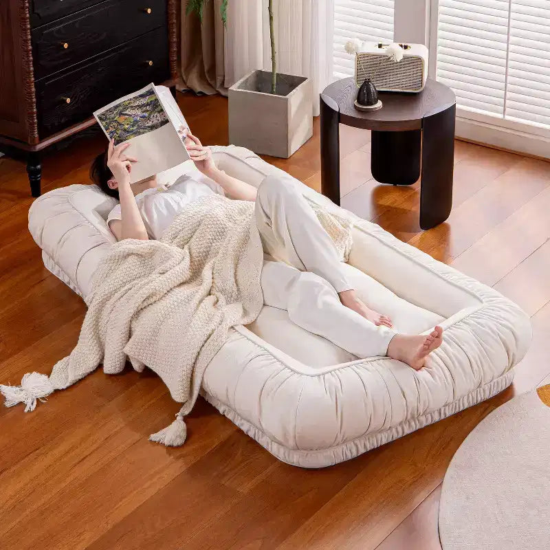 Fauteuil de sol inclinable de 67 en lin, siège ergonomique avec rembourrage en coton, canapé de détente pour enfants et adultes