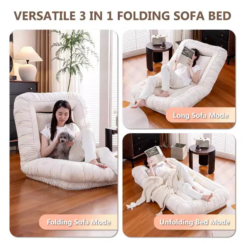Fauteuil de sol inclinable de 67 en lin, siège ergonomique avec rembourrage en coton, canapé de détente pour enfants et adultes