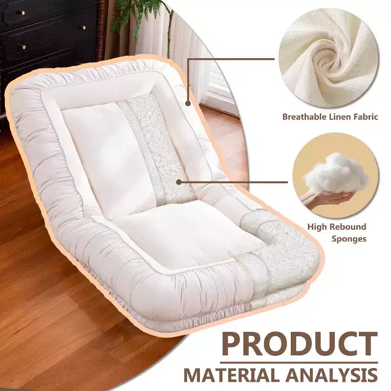 Fauteuil de sol inclinable de 67 en lin, siège ergonomique avec rembourrage en coton, canapé de détente pour enfants et adultes