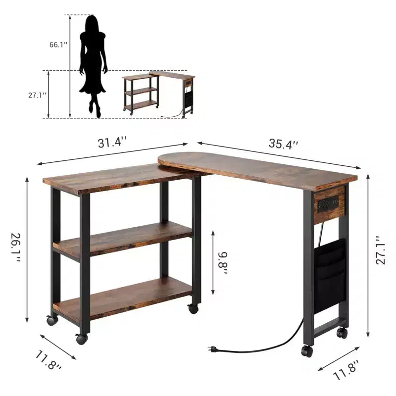 Mesa auxiliar giratoria, mesa de extremo con rotación libre de 360, mesa giratoria para sofá con bolsa de almacenamiento, 6 ruedas giratorias con frenos