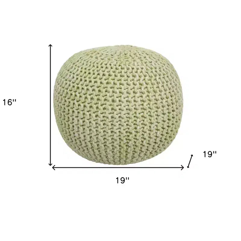 Runder Pouf-Hocker aus grüner Wolle, 19