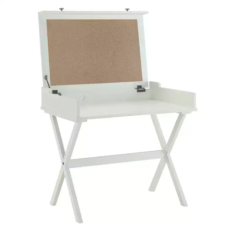 Bureau blanc vieilli en bois avec plateau rabattable de 34