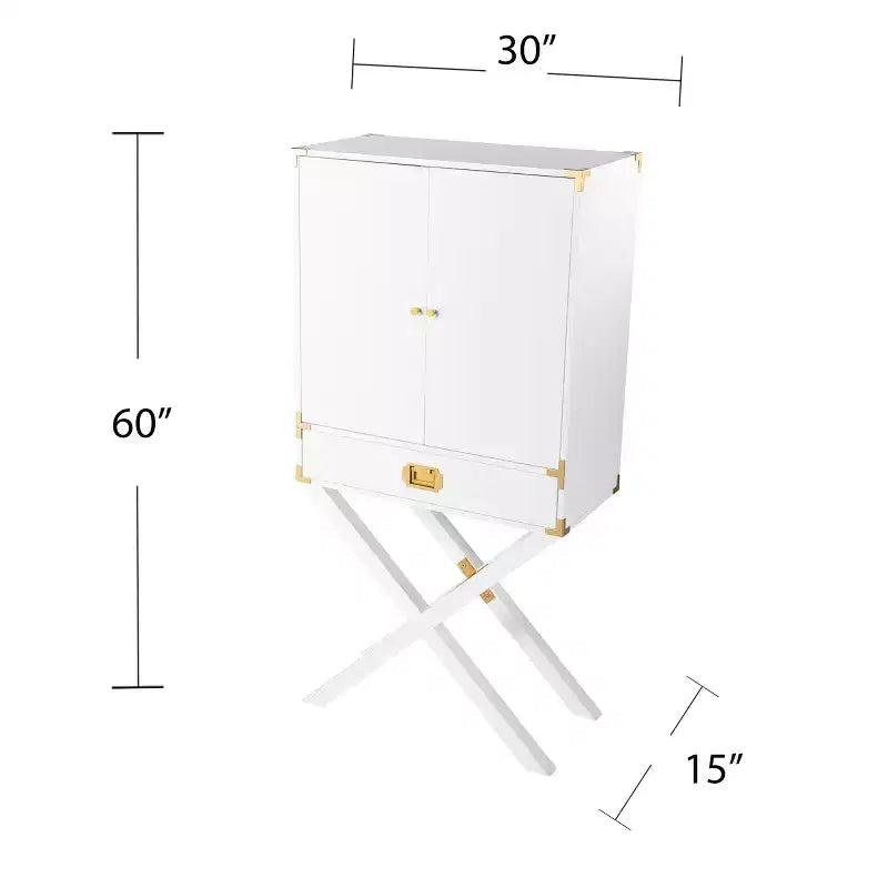Meuble bar haut avec rangement - blanc