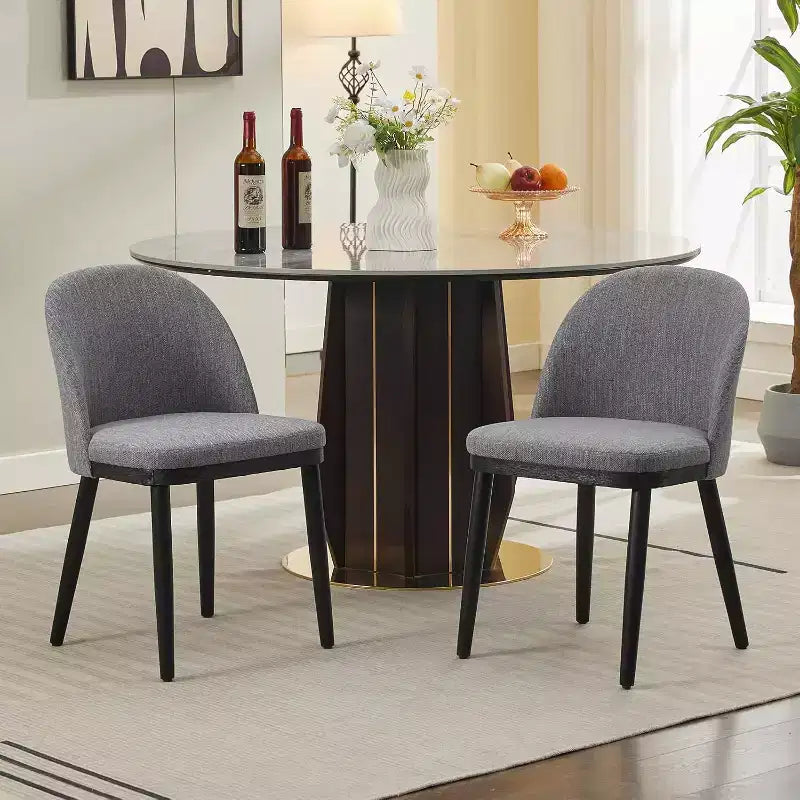 Lot de 2 chaises de salle à manger, chaises de cuisine rembourrées avec dossier incurvé, sans accoudoirs
