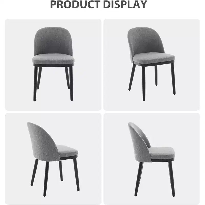Lot de 2 chaises de salle à manger, chaises de cuisine rembourrées avec dossier incurvé, sans accoudoirs