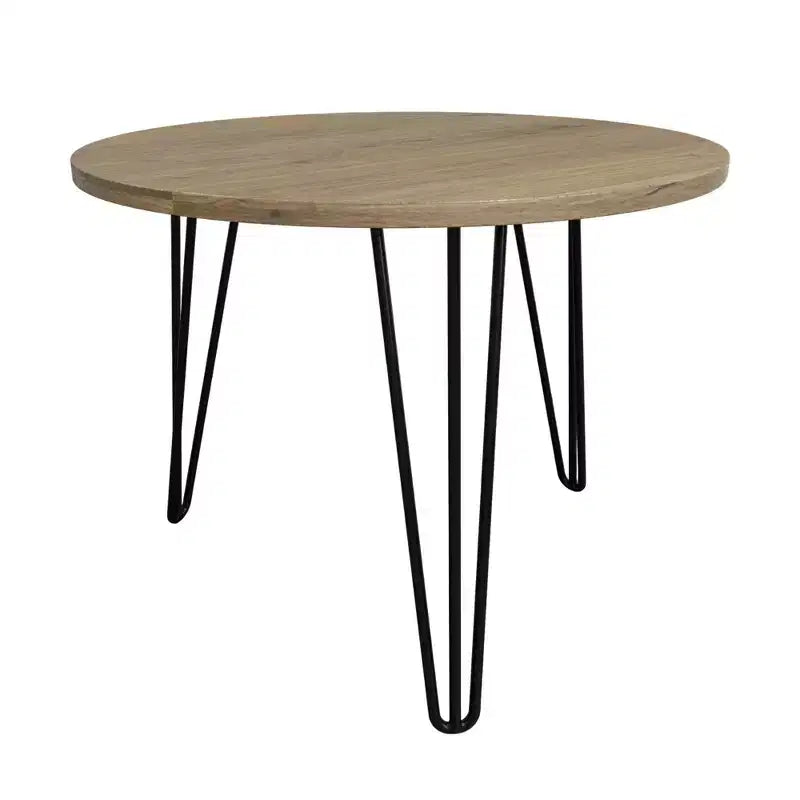 Rundes Satztisch-Set, 27.56, 2-teilig, Tischplatten in rustikaler Holzoptik, stabiles Metallgestell, platzsparende Beistelltische