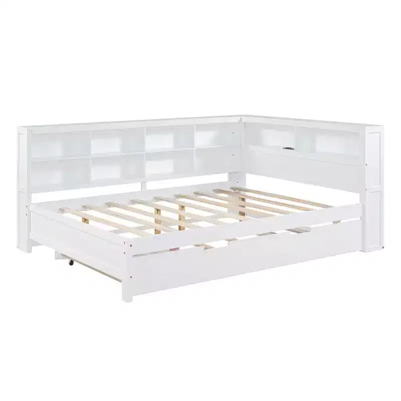 Für ein Einzelbett in voller Größe, mit Ausziehbett und Ablagefach, für das Schlafzimmer, Weiß