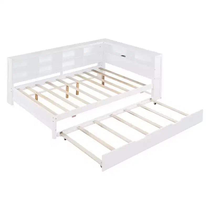Für ein Einzelbett in voller Größe, mit Ausziehbett und Ablagefach, für das Schlafzimmer, Weiß