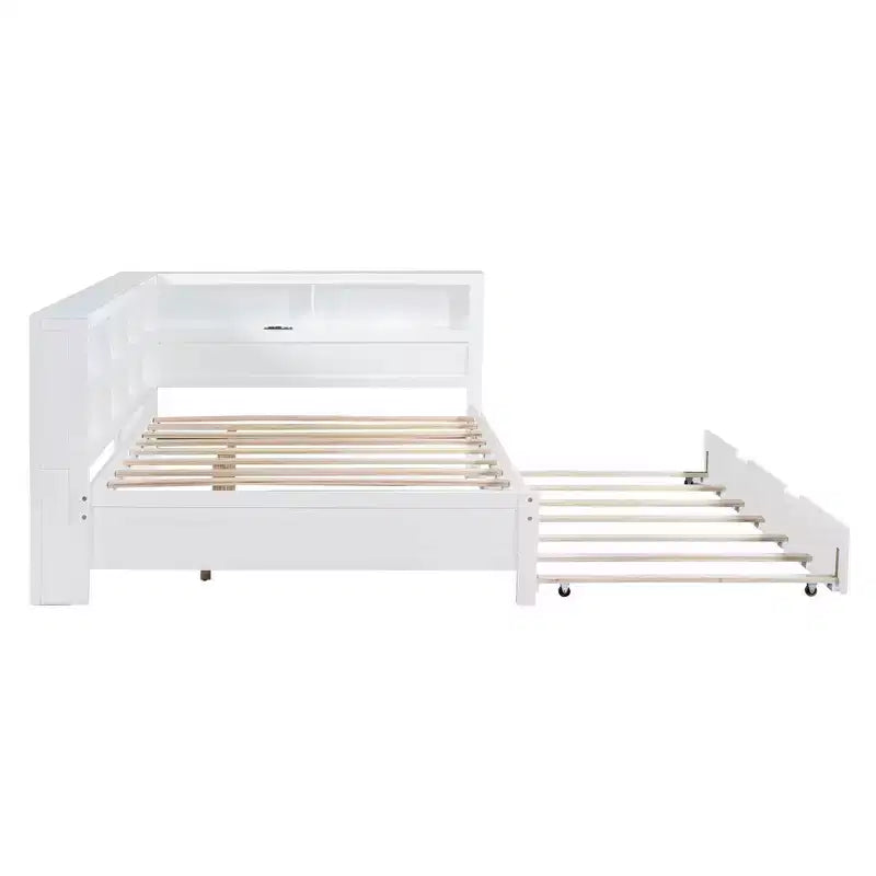 Für ein Einzelbett in voller Größe, mit Ausziehbett und Ablagefach, für das Schlafzimmer, Weiß