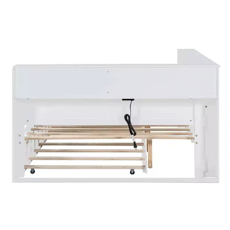 Für ein Einzelbett in voller Größe, mit Ausziehbett und Ablagefach, für das Schlafzimmer, Weiß