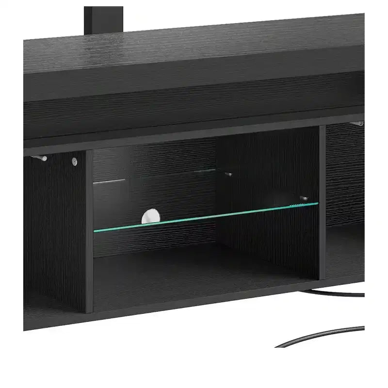Moderner TV-Ständer mit höhenverstellbarer Halterung für 65-Inch-Fernseher, LED-Entertainment-Center mit Stauraum, Medienkonsole für das Wohnzimmer, Schwarz