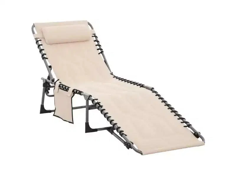 Tumbona reclinable para exteriores  Silla plegable acolchada con respaldo y reposacabezas ajustables para la piscina, la playa o el jardín