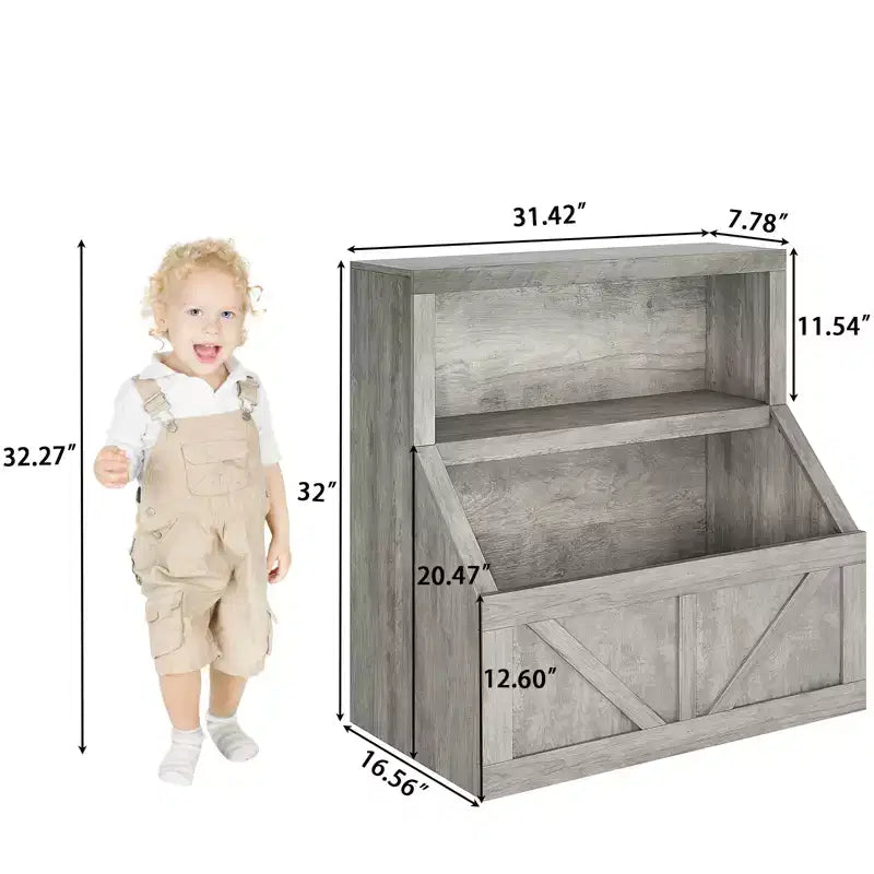 Estantería infantil y organizador de juguetes, librero de madera con gabinete de almacenamiento grande y diseño delgado antivuelco para guardería, dormitorio o sala de juegos