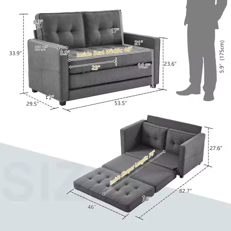 Gepolstertes Schlafsofa, 53.5 Inch
