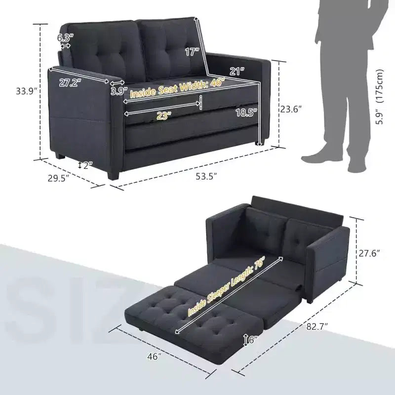 Gepolstertes Schlafsofa, 53.5 Inch