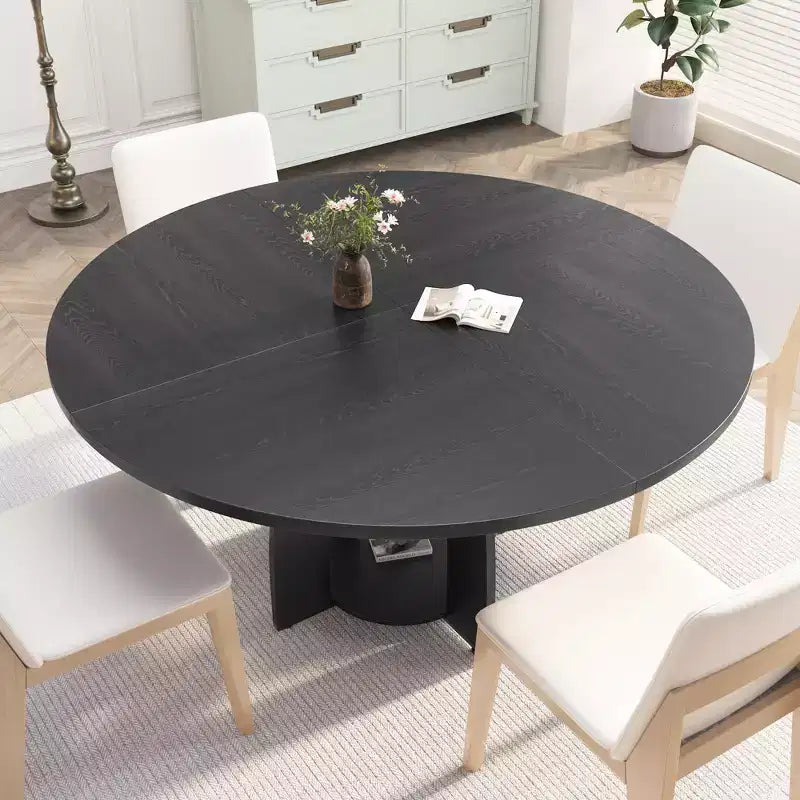 Table à manger ronde peu encombrante de 47 pour 4 à 6 personnes, étagère de rangement, pieds réglables, surface facile à nettoyer