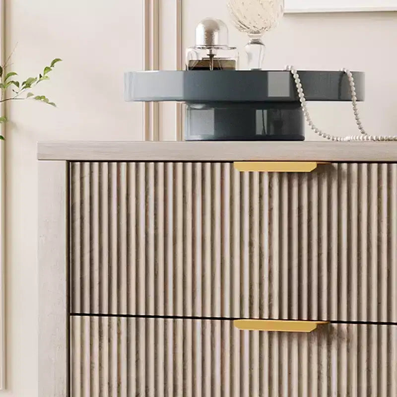 Cómoda de 5 cajones para dormitorio, mesita de noche alta y estrecha de 44 pulgadas con diseño acanalado, cómoda de madera, gabinete de almacenamiento y organizador para sala de estar y recibidor