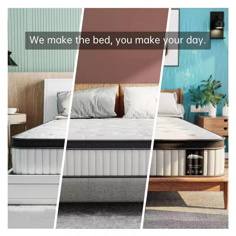 Matelas hybride à ressorts et mousse à mémoire de forme, ressorts plus épais pour un soutien durable et un soulagement de la pression - compatible avec un lit plateforme