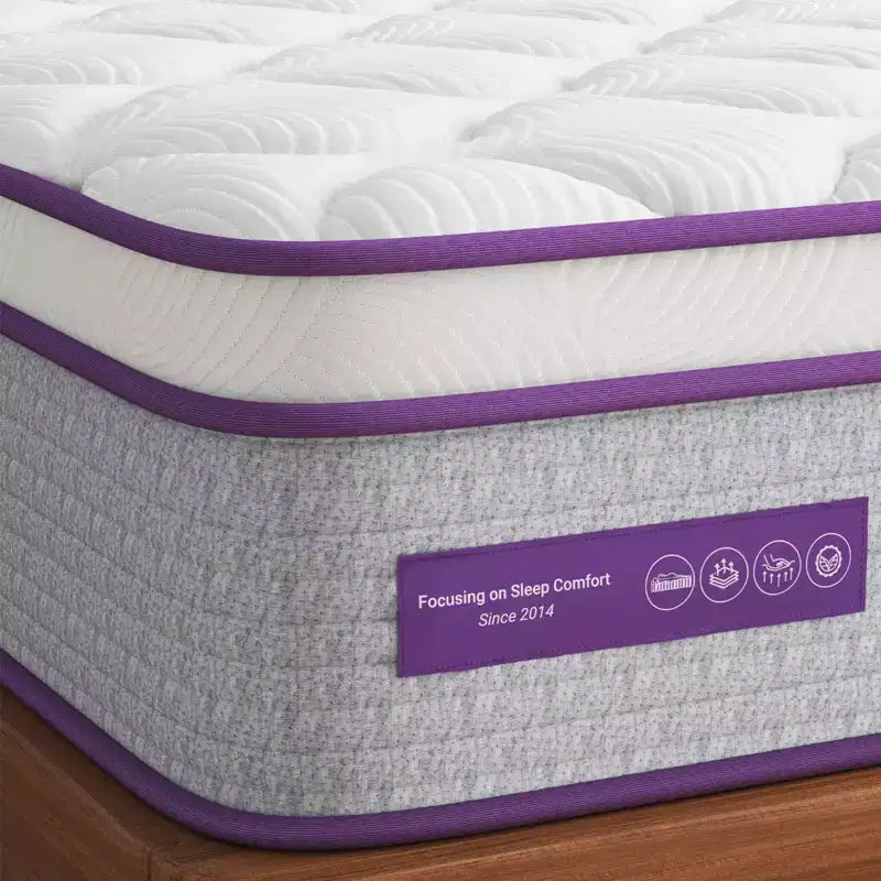 Matelas hybride à ressorts et mousse à mémoire de forme de 10 pouces - compatible avec un lit plateforme, un sommier ou un support à lattes