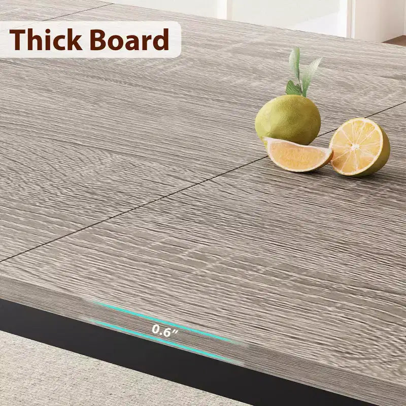 Mesa de comedor rectangular de 78.7' para 6-8 personas, mesa moderna para cocina y comedor con estructura metálica, solo la mesa - gris