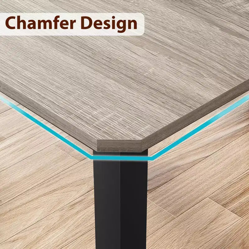 Mesa de comedor rectangular de 78.7' para 6-8 personas, mesa moderna para cocina y comedor con estructura metálica, solo la mesa - gris