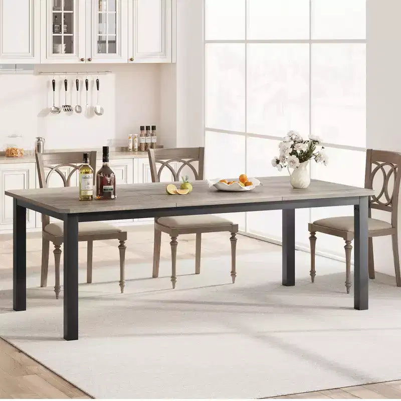 Mesa de comedor rectangular de 78.7' para 6-8 personas, mesa moderna para cocina y comedor con estructura metálica, solo la mesa - gris