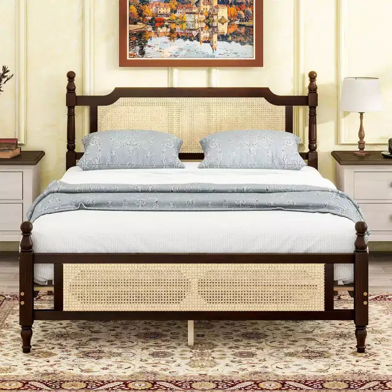Cadre de lit Queen avec rangement sous le lit, grande capacité de charge, métal robuste