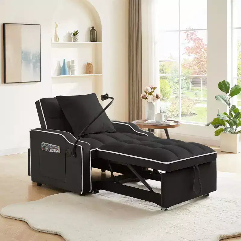 3-in-1-Schlafsessel, Schlafsofa mit verstellbarer Rückenlehne, Handyhalterung, USB- und Type-C-Anschluss