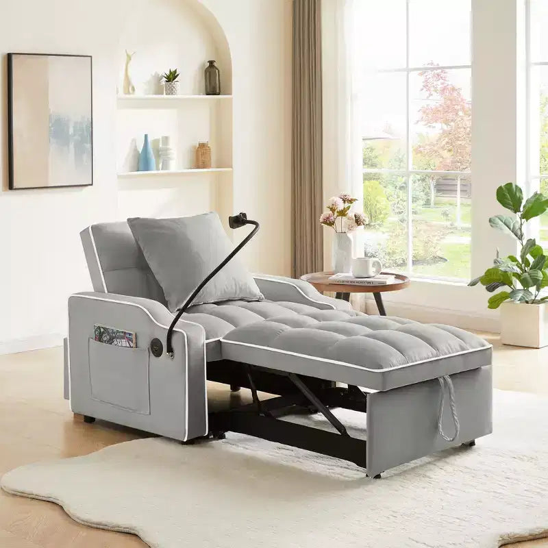 3-in-1-Schlafsessel, Schlafsofa mit verstellbarer Rückenlehne, Handyhalterung, USB- und Type-C-Anschluss