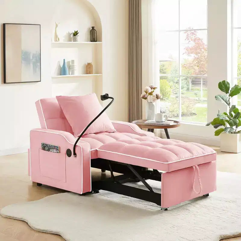 3-in-1-Schlafsessel, Schlafsofa mit verstellbarer Rückenlehne, Handyhalterung, USB- und Type-C-Anschluss