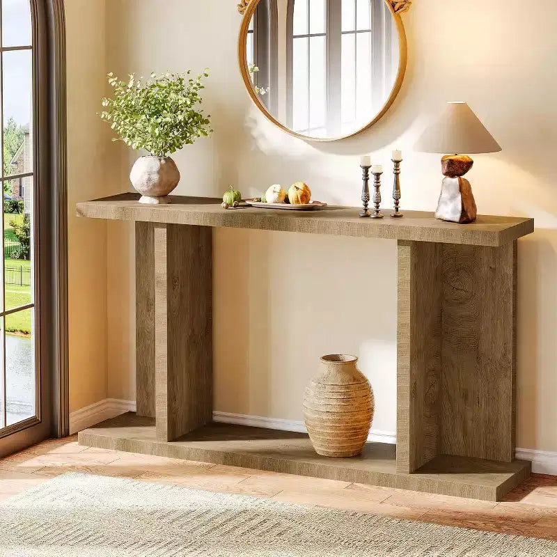 Table console longue de 55, étroite table de canapé en bois à placer derrière le canapé, meuble d’entrée de style ferme pour le salon et le couloir