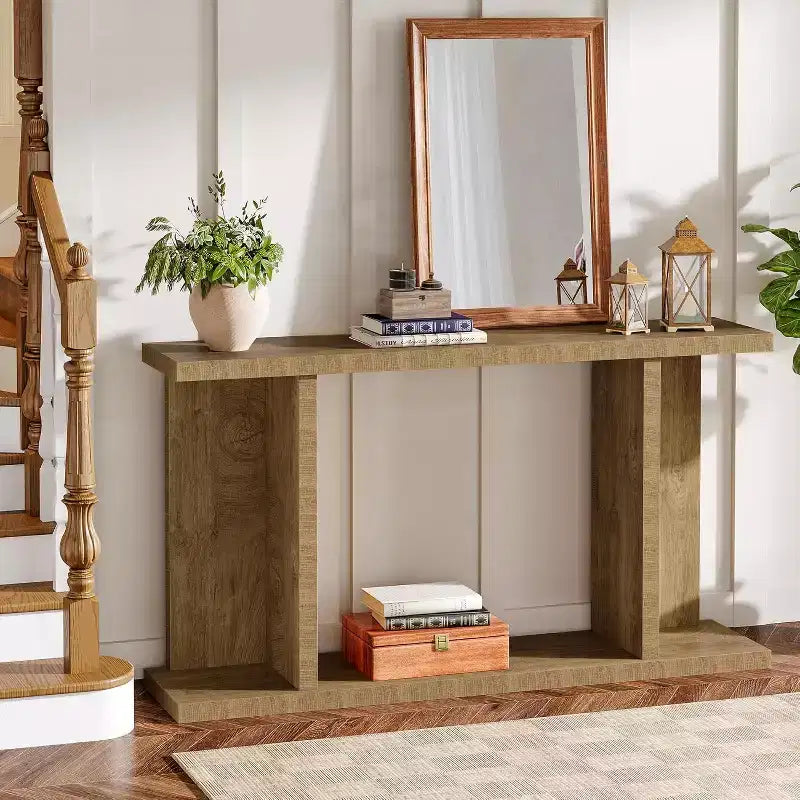 Table console longue de 55, étroite table de canapé en bois à placer derrière le canapé, meuble d’entrée de style ferme pour le salon et le couloir