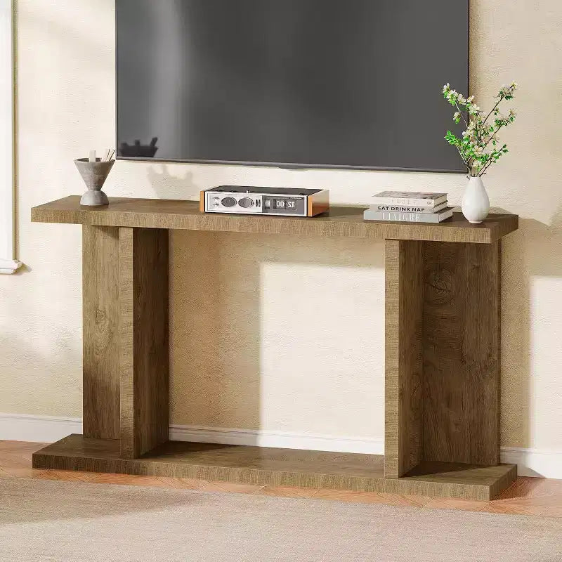 Table console longue de 55, étroite table de canapé en bois à placer derrière le canapé, meuble d’entrée de style ferme pour le salon et le couloir