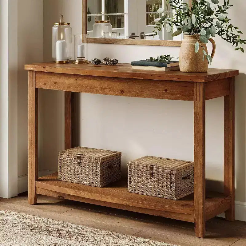 Konsolentisch aus Massivholz, Landhaus-Eingangstisch, 41.3, mit Ablage für Wohnzimmer, hinter dem Sofa, Flur und Foyer (Vintage)