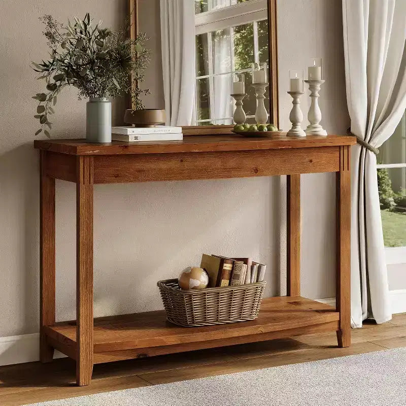 Konsolentisch aus Massivholz, Landhaus-Eingangstisch, 41.3, mit Ablage für Wohnzimmer, hinter dem Sofa, Flur und Foyer (Vintage)