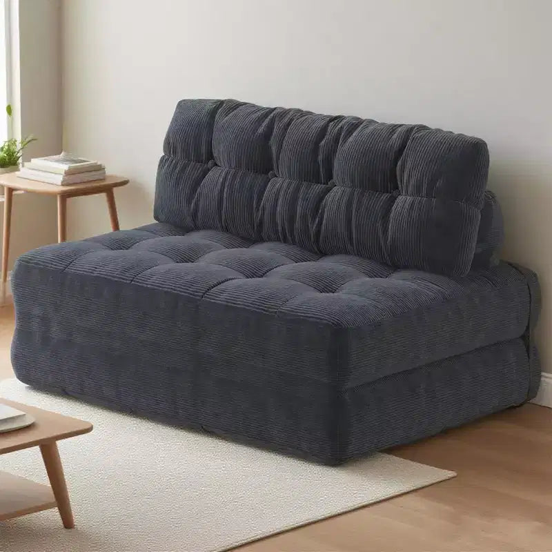 Sofá cama plegable de pana completa, sillón cama convertible para el suelo con cojín y soporte para la espalda