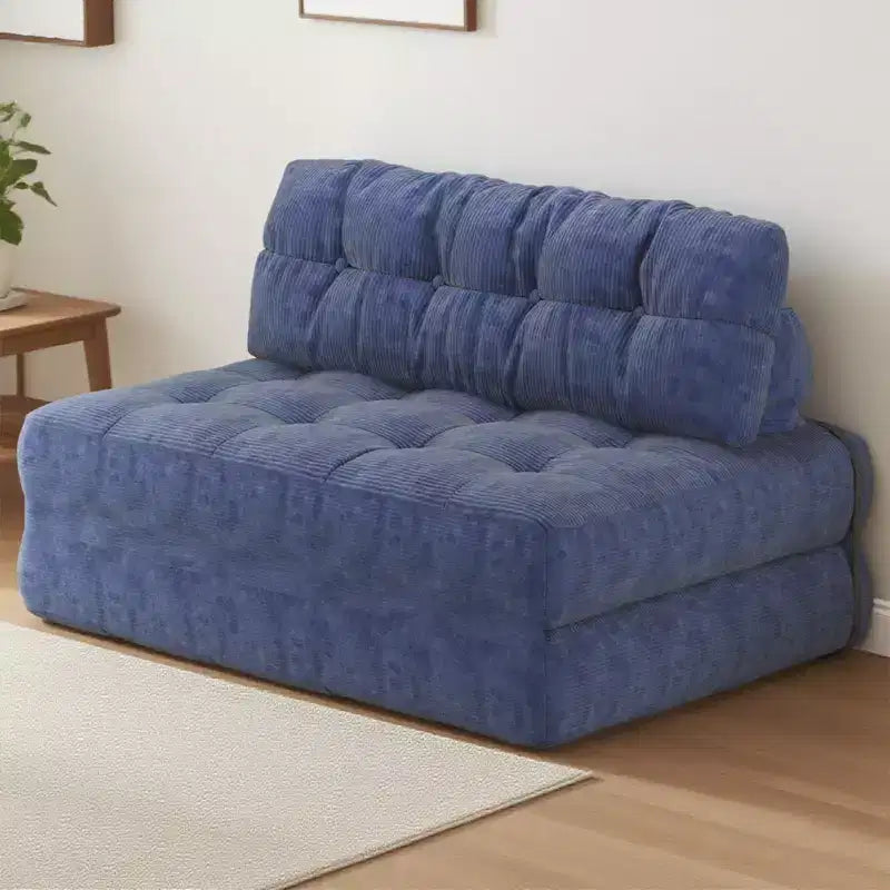Sofá cama plegable de pana completa, sillón cama convertible para el suelo con cojín y soporte para la espalda