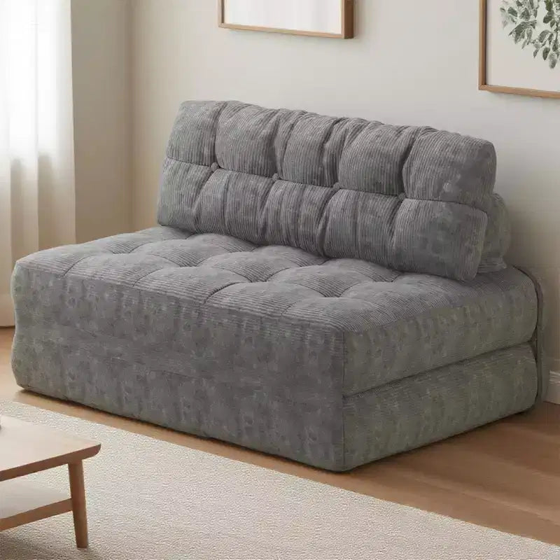Sofá cama plegable de pana completa, sillón cama convertible para el suelo con cojín y soporte para la espalda