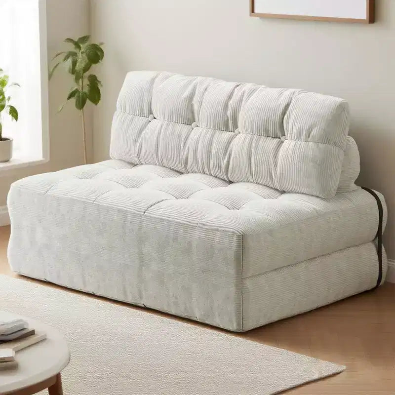 Sofá cama plegable de pana completa, sillón cama convertible para el suelo con cojín y soporte para la espalda